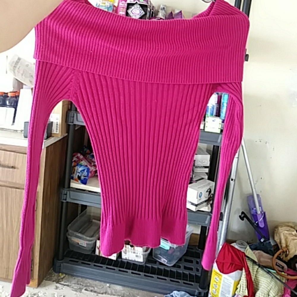 Dark pink off shoulder sweater